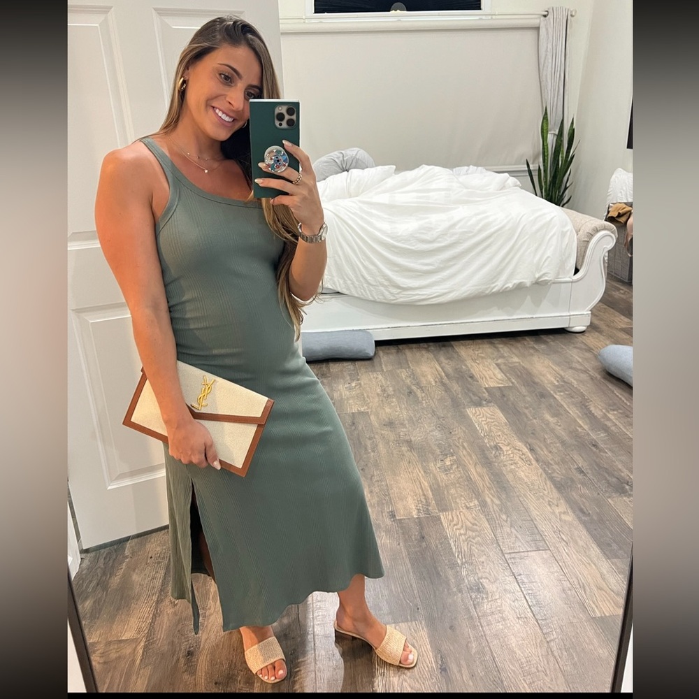 American Eagle aerie Elegant Green One-Shoulder Dress